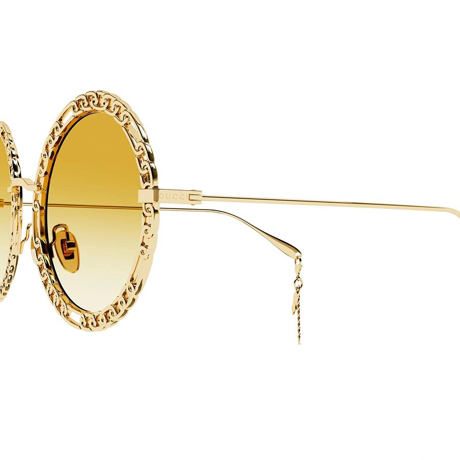 Kính Mát Nữ Gucci Gold Chain Sunglasses GG1113S 001 Màu Vàng