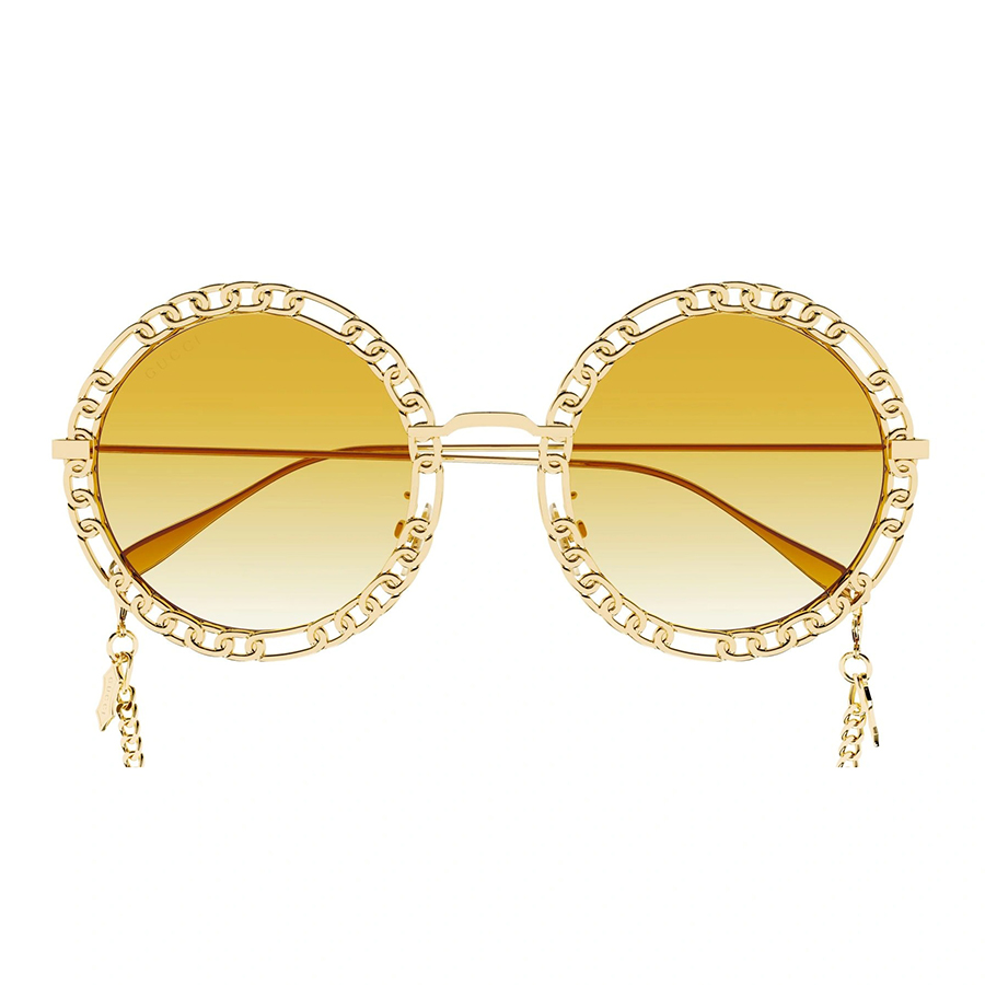 Kính Mát Nữ Gucci Gold Chain Sunglasses GG1113S 001 Màu Vàng