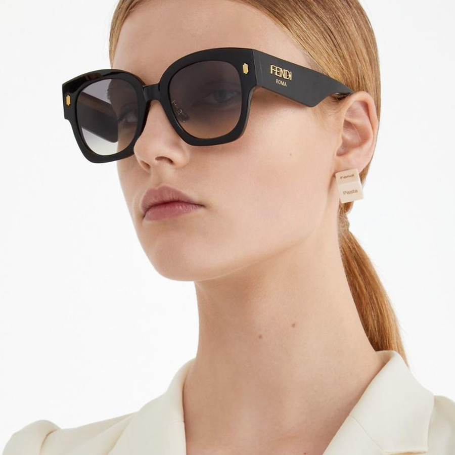 Kính Mát Nữ Fendi Square Sunglasses FF 0458GS 0807 9O Màu Đen