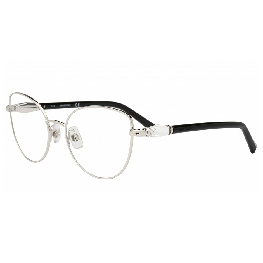 Gọng Kính Nữ Swarovski Cat Eye Metal Eyeglasses SK5340 016 Màu Đen/Bạc