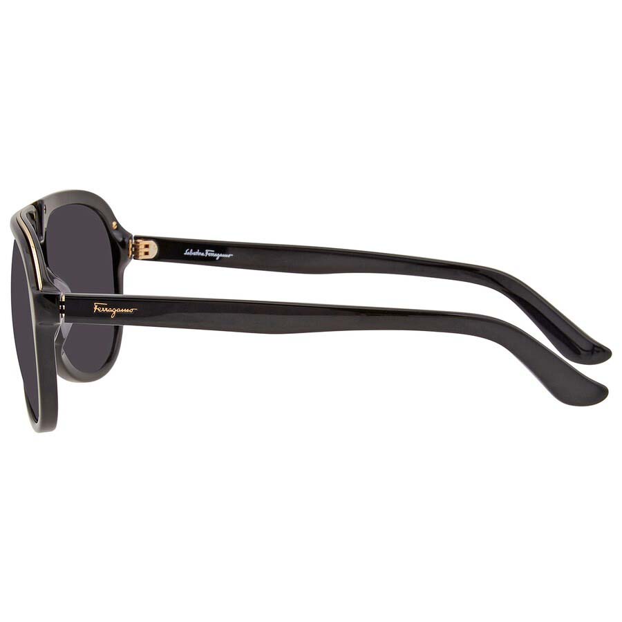 Kính Mát Nam Salvatore Ferragamo Dark Grey Pilot Men's Sunglasses SF730S 001 57 Màu Đen Xám