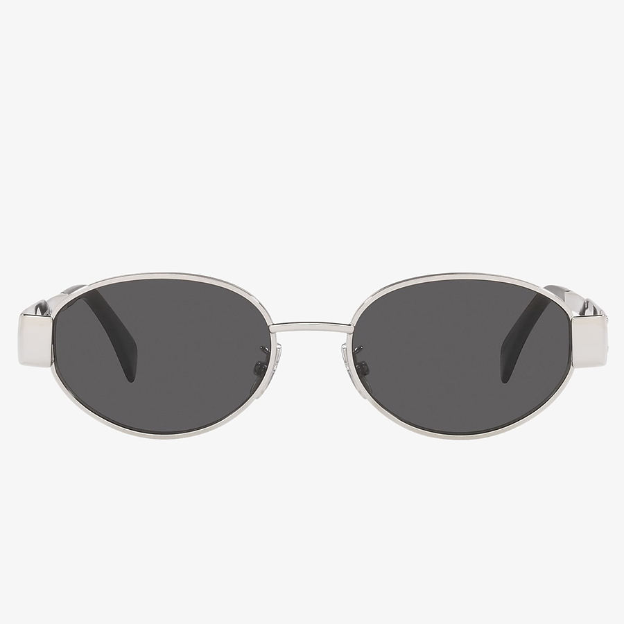 Kính Mát Celine Triomphe Oval Sunglasses CL40235U Màu Xám Gọng Bạc