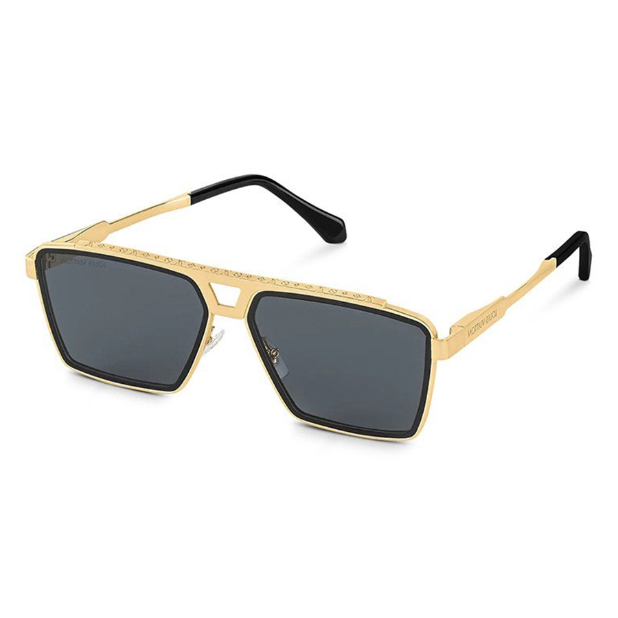 Kính Mát Louis Vuitton LV 1.1 Evidence Metal Square Sunglasses Z1584U Màu Đen Gọng Vàng Gold