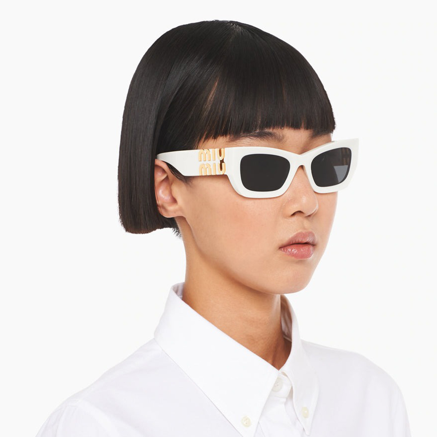 Kính Mát Nữ Miu Miu Glimpse Rectangle Frame Sunglasses Màu Trắng