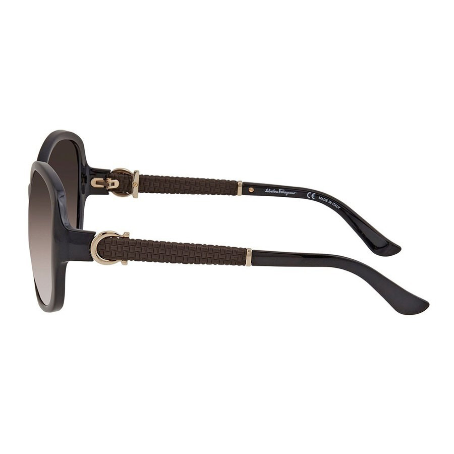 Kính Mát Salvatore Ferragamo Ladies Black Round Sunglasses SF744SLA 001 59 Màu Đen