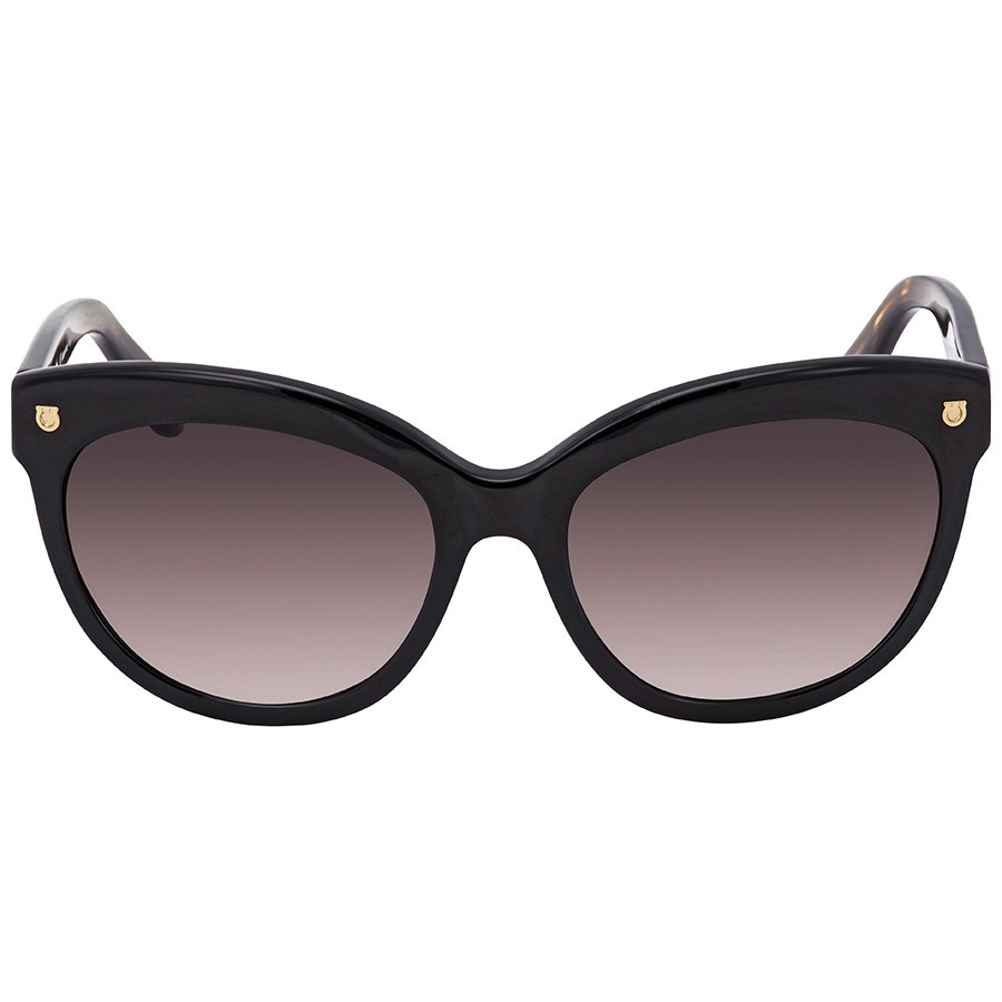 Kính Mát Salvatore Ferragamo Brown Gradient Cat Eye Sunglasses Black SF675S 001 55 Màu Nâu Đen