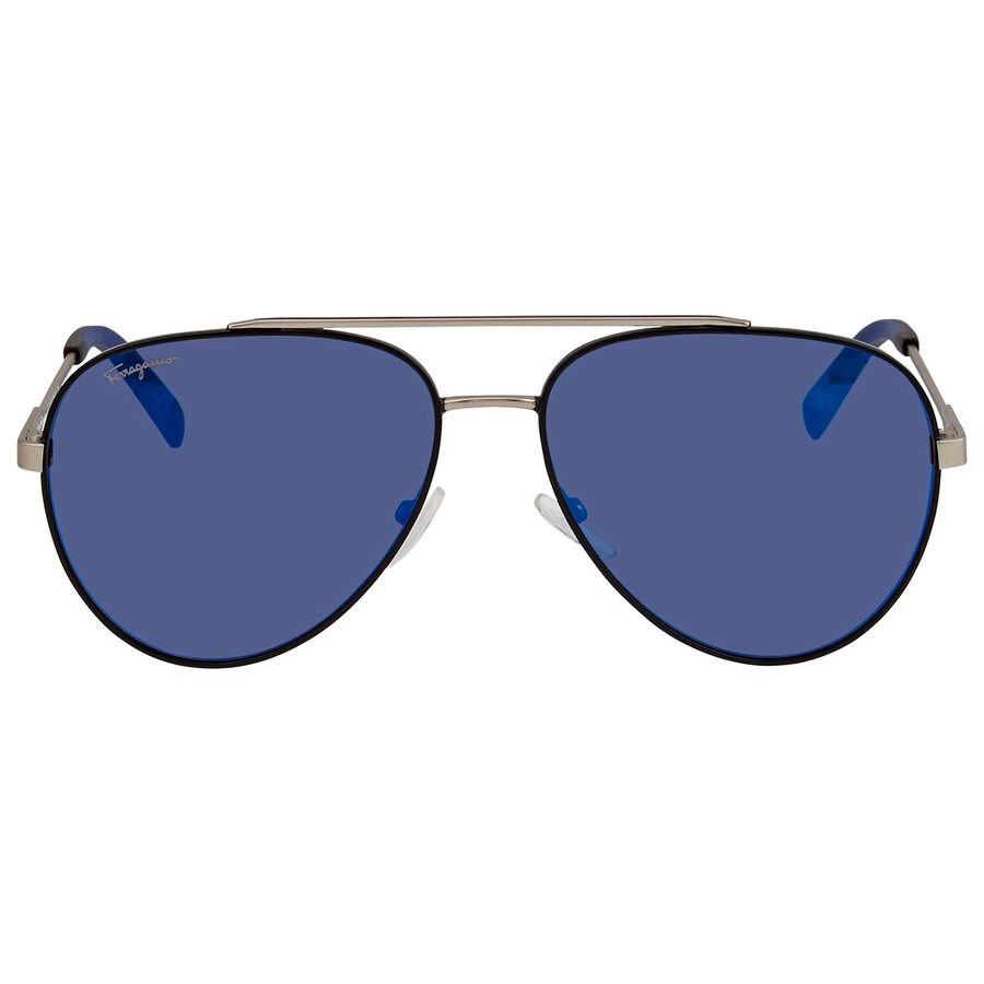 Kính Mát Salvatore Ferragamo Blue Aviator Men Sunglasses SF204S 001 59 Màu Xanh
