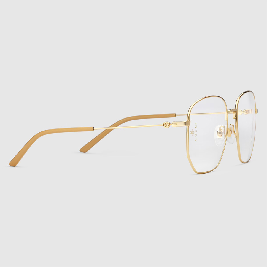 Kính Mắt Cận Gucci Rectangular-Frame Metal Glasses