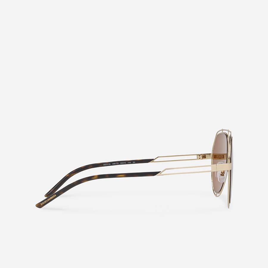 Kính Mát Dolce & Gabbana D&G DAviator Sunglasses With Metal Rims Brown
