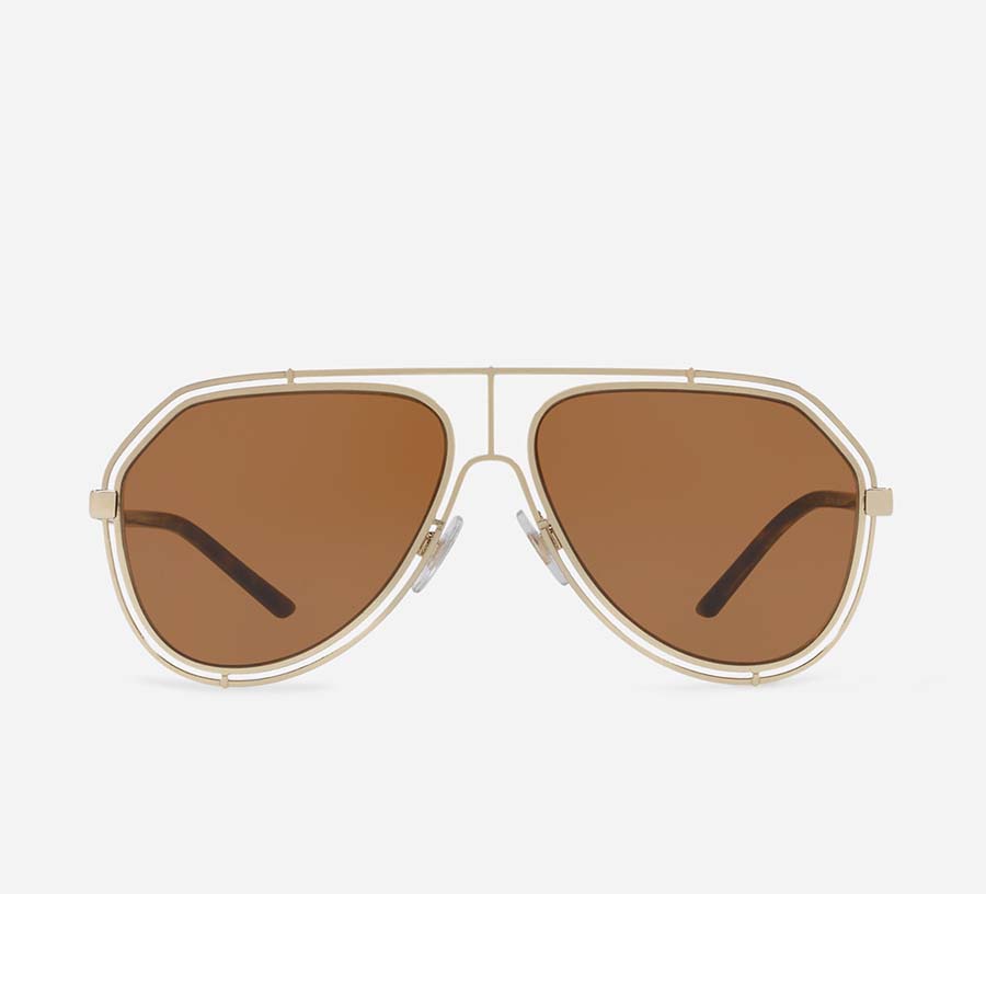 Kính Mát Dolce & Gabbana D&G DAviator Sunglasses With Metal Rims Brown