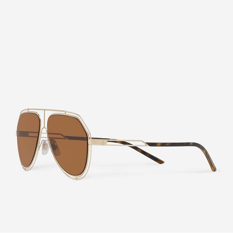 Kính Mát Dolce & Gabbana D&G DAviator Sunglasses With Metal Rims Brown
