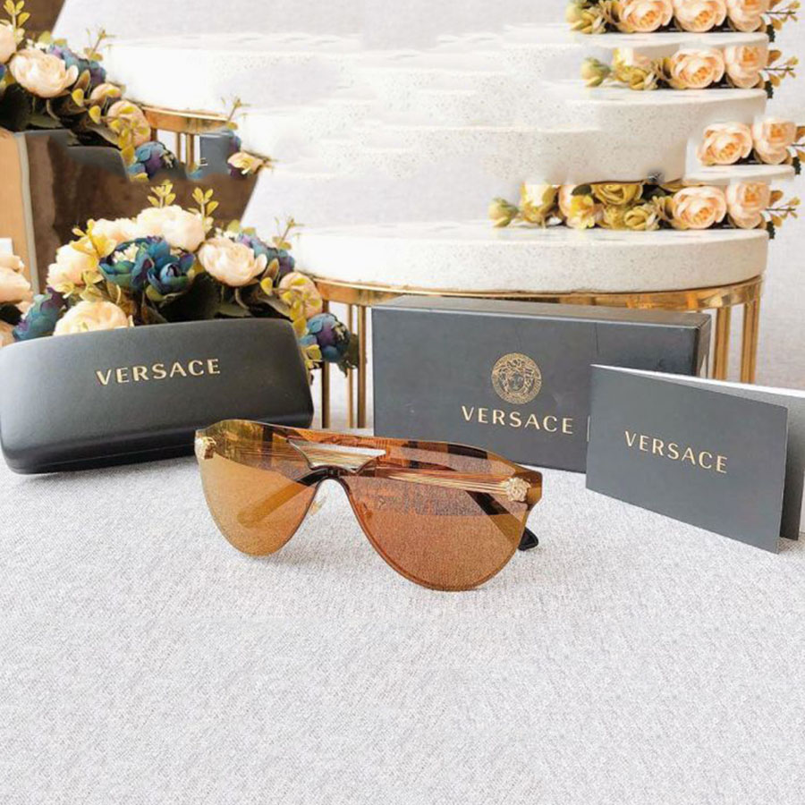 Kính Mát Versace Brown Mirror Gold Sunglasses Gọng Kim Loại VE2161 136/00/145 Màu Nâu