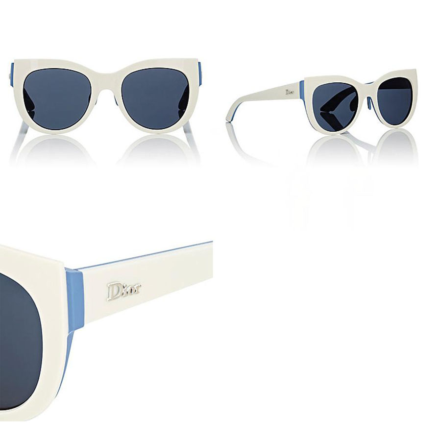 Kính Mát Dior White Blue New Decale 1/S Cat Eye Baby Rubber Matte Sun