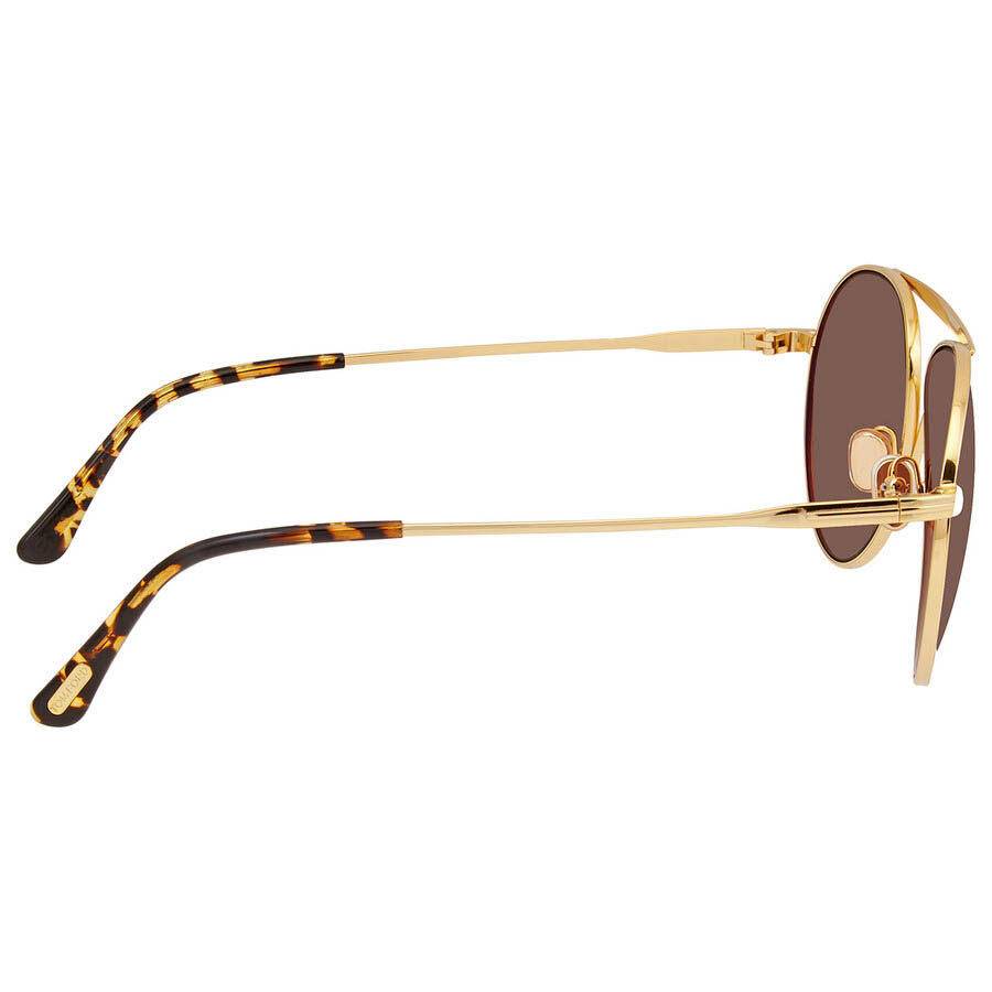 Kính Mát Tom Ford Shiny Gold Aviator Men's Sunglasses FT0773 30E 58 Màu Nâu