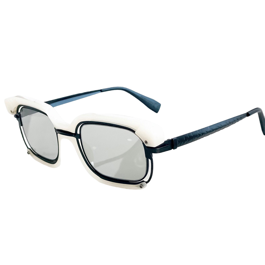 Kính Mát Kuboraum H91 Ivory Matte Black/Light Grey Màu Xanh Trắng