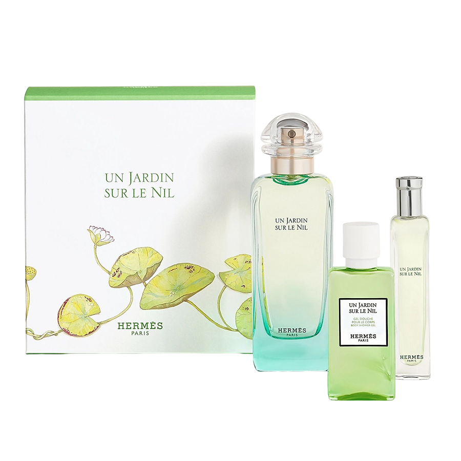 Set Nước Hoa Unisex Hermès Un Jardin Sur Le Nil (EDT 100ml + EDT 15ml + Sữa Tắm Gel Douche 40ml)