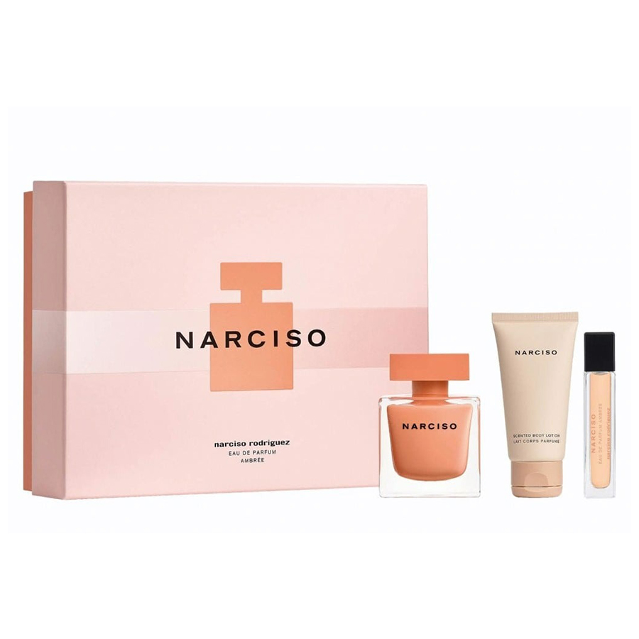 Set Nước Hoa Nữ + Kem Dưỡng Narciso Rodriguez Narciso Ambree EDP Set 3 Món