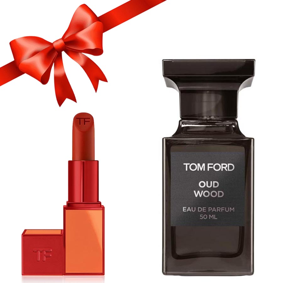 Combo Tom Ford (Nước Hoa Oud Wood 50ml + Son TF 16 Đỏ Thuần Vỏ Cam)
