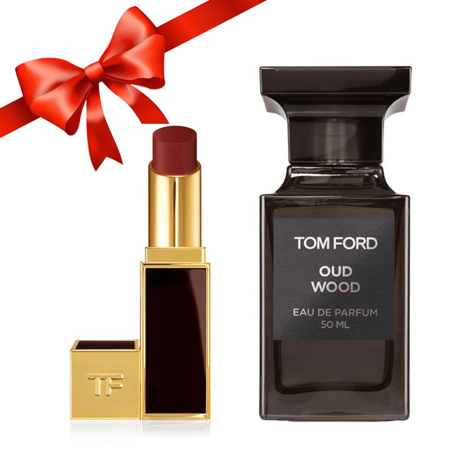 Combo Tom Ford (Nước Hoa Oud Wood 50ml + Son TF 24 Đỏ Đất)