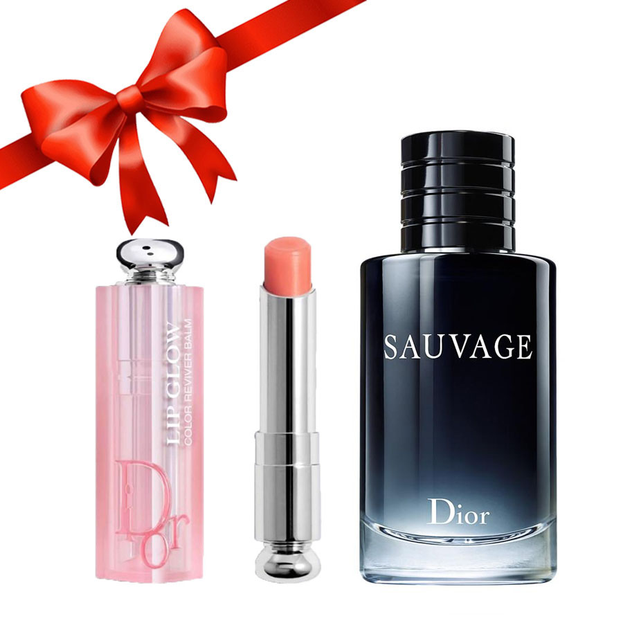 Combo Dior (Nước Hoa sauvage EDT 100ml + Son Dưỡng Addict Lip Glow Màu 004 Coral 2021)