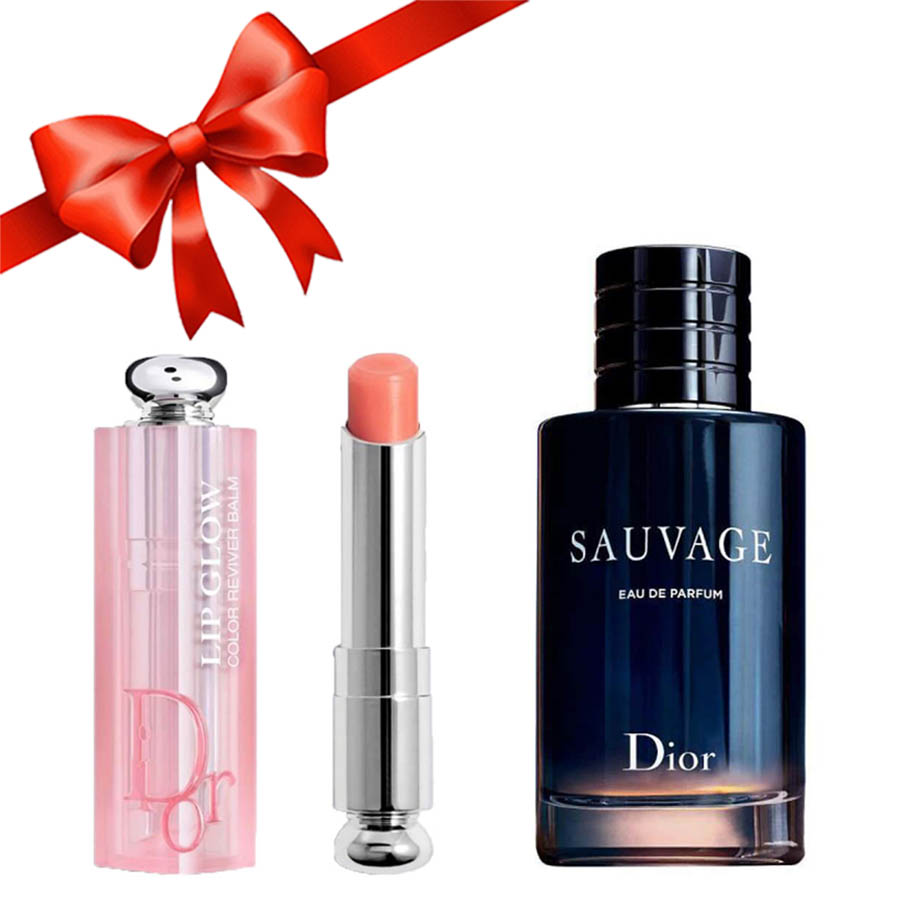 Combo Dior (Nước Hoa Sauvage Edp 100ml + Son Dưỡng Addict 004 Pink 2021)