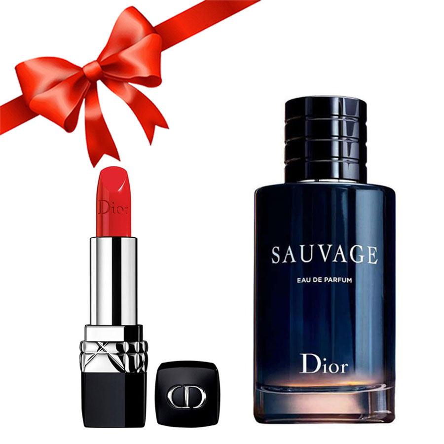 Combo Dior (Nước Hoa Sauvage Edp 100ml + Son Dior Rouge 844 Trafalgar)