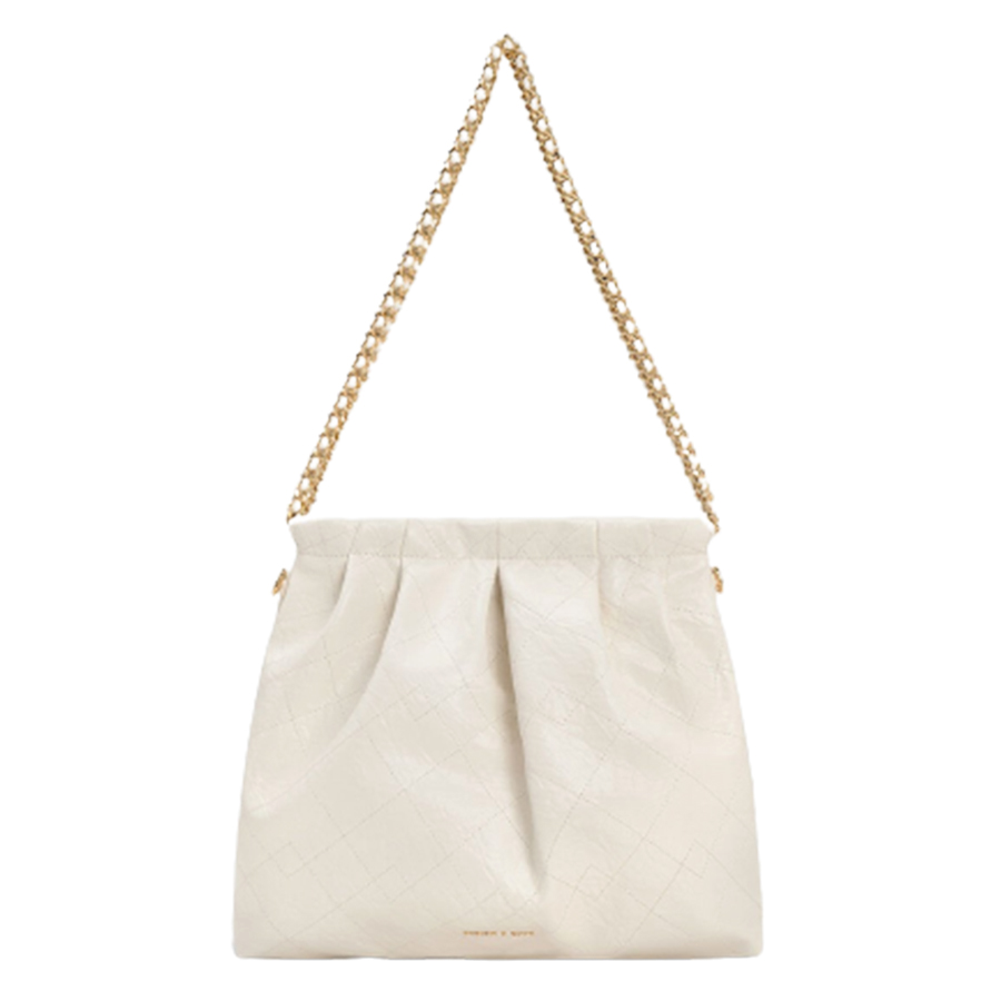 Túi Đeo Chéo Charles & Keith CNK Duo Double Chain Hobo Bag Cream CK2-40671449 Màu Kem (Kèm Túi Nhỏ)