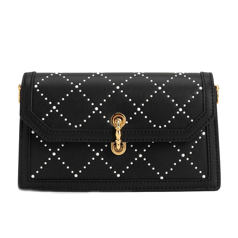 Túi Đeo Chéo Charles & Keith CNK Marietta Textured Quilted Crossbody Bag  CK2-80701303 Màu Đen