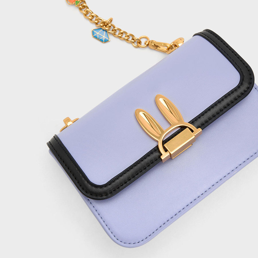 Túi Đeo Vai Nữ Charles & Keith CNK Judy Hopps Metallic Accent Bag Lilac CK2-50782059 Màu Tím