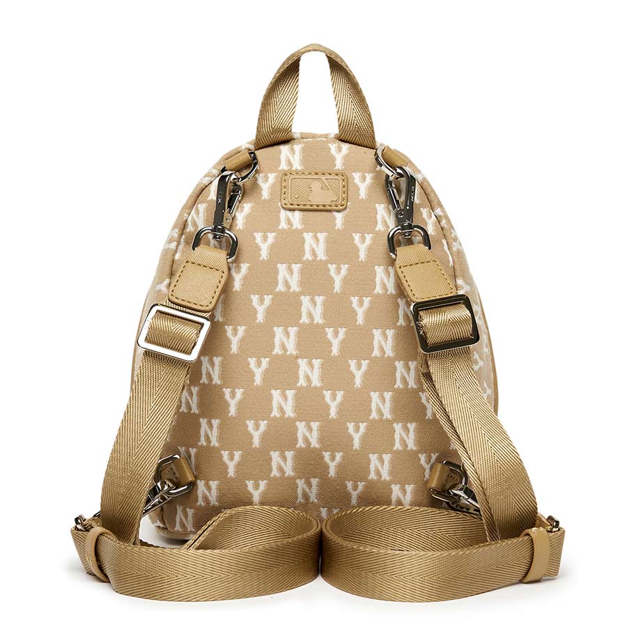 Balo MLB Classic Monogram Jacquard Mini Backpack New York Yankees 3ABKS012N-50BGD Màu Be