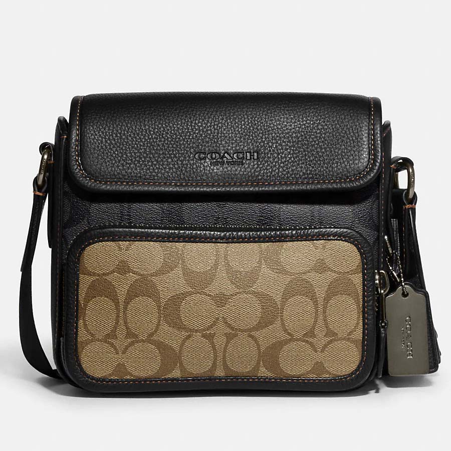 Túi Đeo Chéo Coach Nam Sullivan Flap Crossbody In Signature Canvas CC032 Màu Nâu Đen