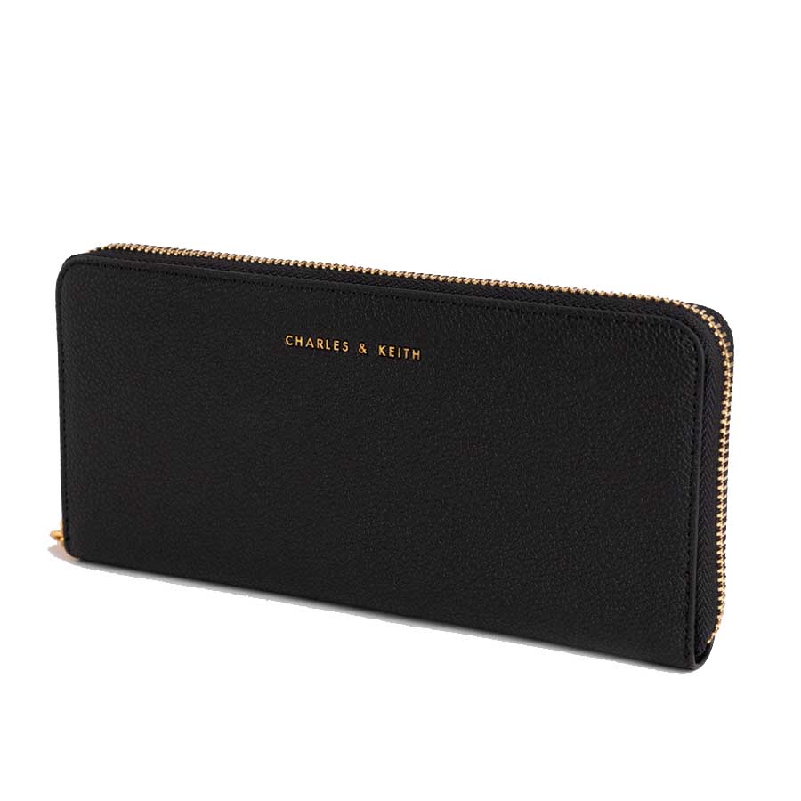 Ví Nữ Charles & Keith CNK Zip-Around Long Wallet Black CK6-10770552-1 Màu Đen