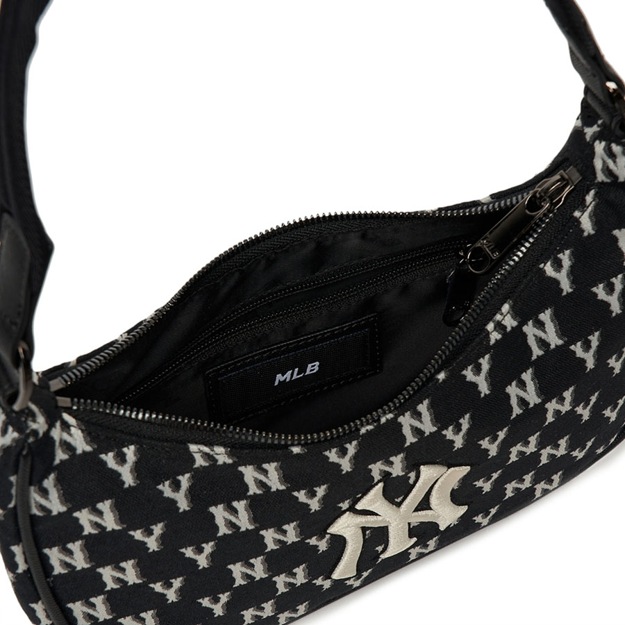 Túi Xách MLB Monogram Jacquard Hobo New York Yankees 3ABQS012N-50BKS Ss2022 Màu Đen