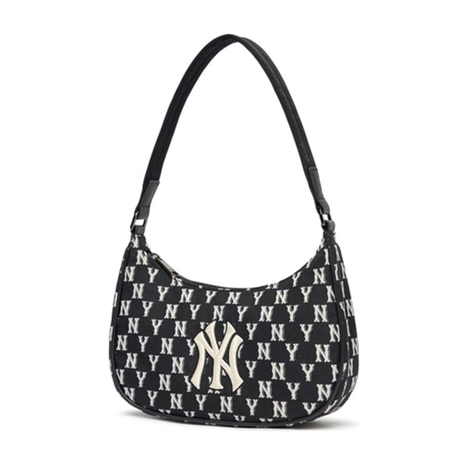 Túi Xách MLB Monogram Jacquard Hobo New York Yankees 3ABQS012N-50BKS Ss2022 Màu Đen