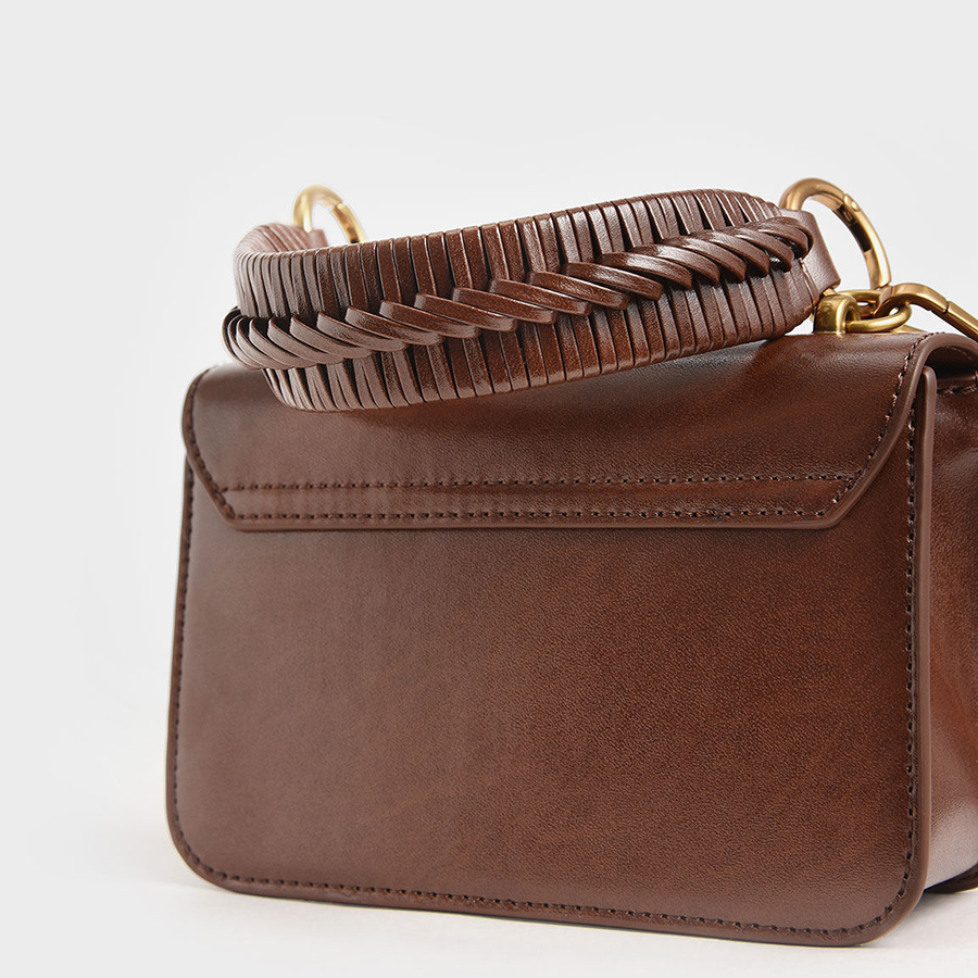 Túi Xách Nữ Charles & Keith CNK Metallic Turn-Lock Bag CK2-50781528 Màu Nâu
