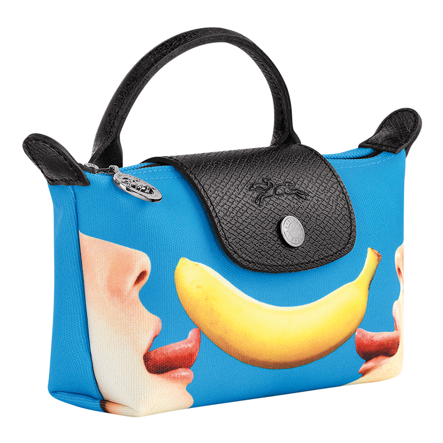 Túi Xách Tay Nữ Longchamp x Toiletpaper Toile Pochette Bleu 34175TPC127 Màu Xanh Blue