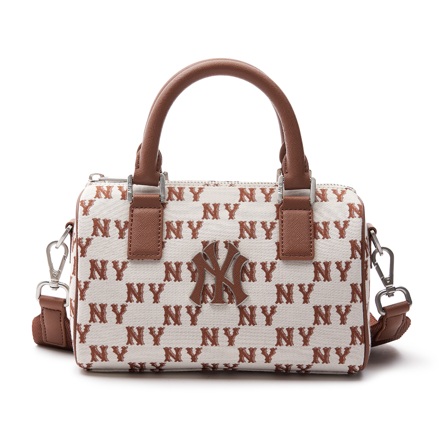 Túi Xách Nữ MLB Jacquard Boston Classic Monogram S New York Yankees 3ABWS013N-50CRD Màu Trắng/Nâu