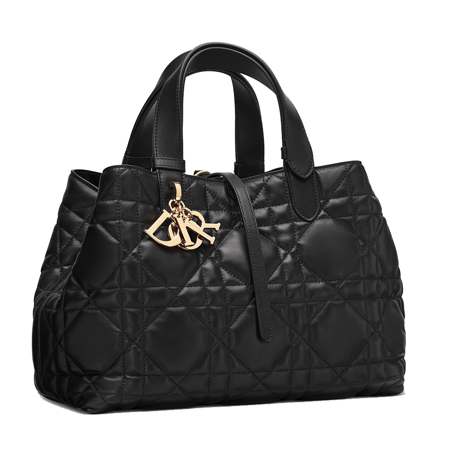 Túi Xách Tay Nữ Dior Medium Toujours Bag Black Macrocannage Calfskin Màu Đen