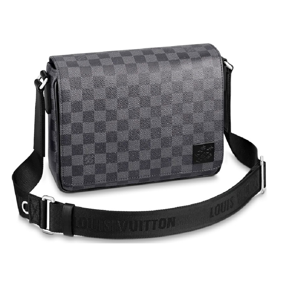 Túi Đeo Chéo Nam Louis Vuitton LV District PM N42710 Damier Bag Màu Đen Xám