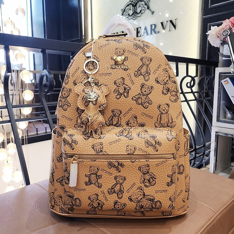 Balo Nữ TTWN BEAR Họa Tiết Gấu Bông TN3027 TN3209 Màu Nâu Size XL