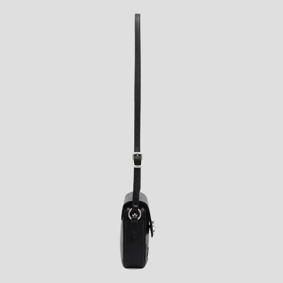 Túi Đeo Chéo Nữ SMFK Black Leather With Silver Logo B0005BM Màu Đen