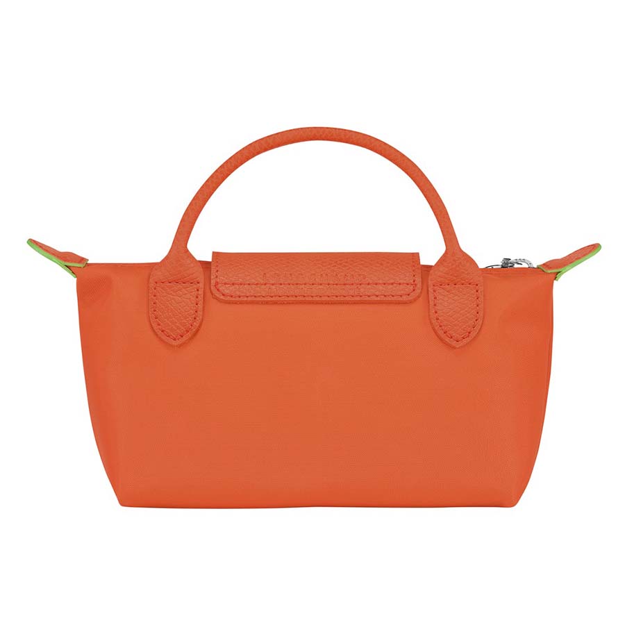 Túi Xách Nữ Long Champ Le Pliage Green Pouch With Handle 34175919P69 Màu Cam