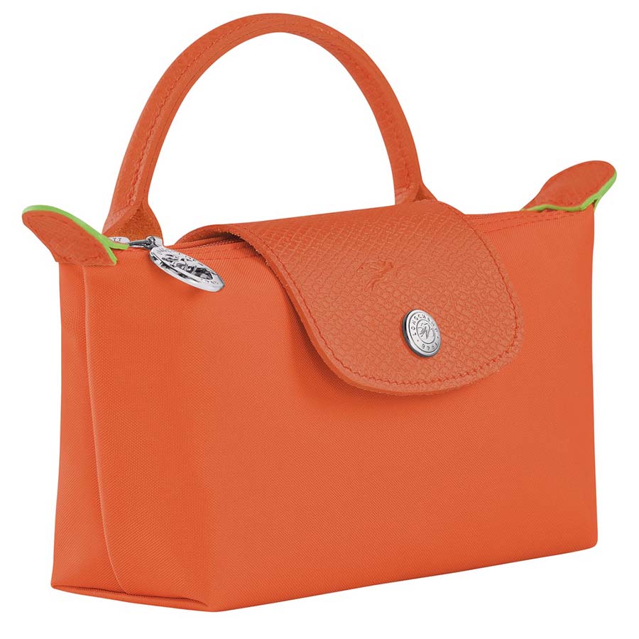 Túi Xách Nữ Long Champ Le Pliage Green Pouch With Handle 34175919P69 Màu Cam