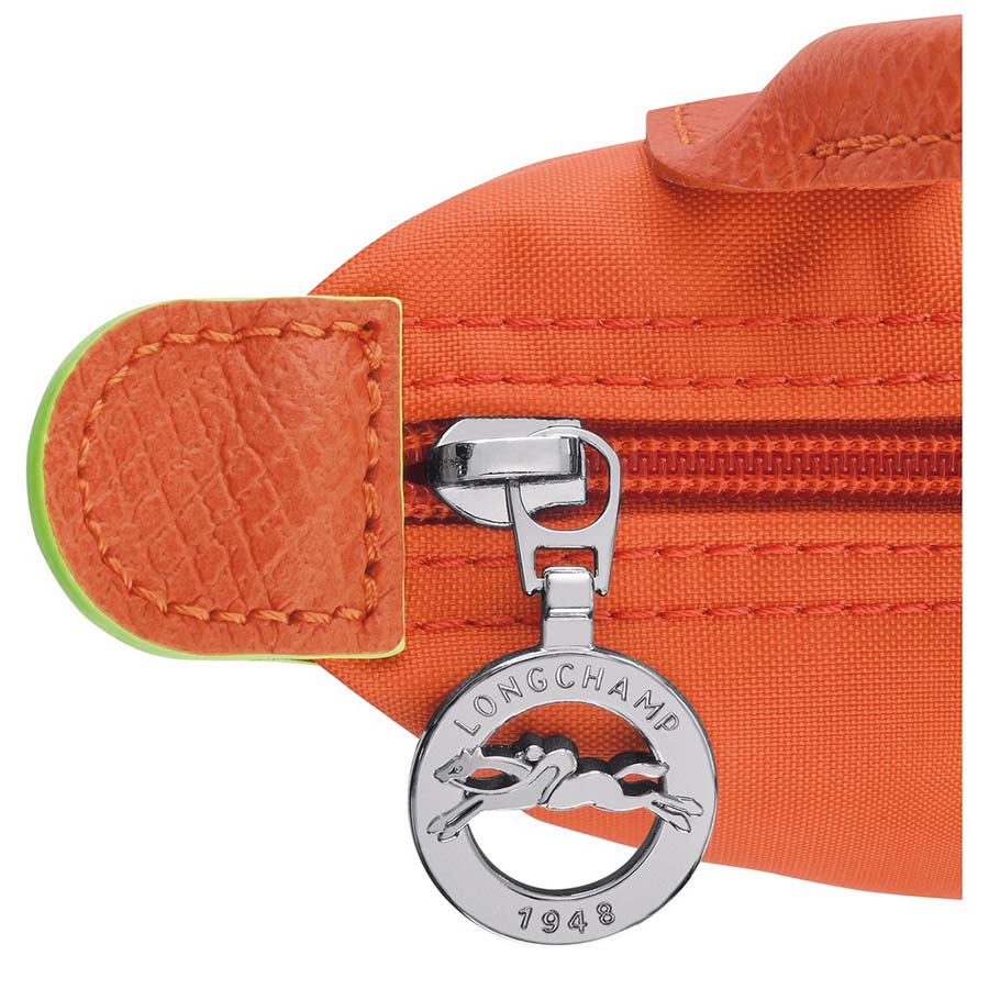Túi Xách Nữ Long Champ Le Pliage Green Pouch With Handle 34175919P69 Màu Cam