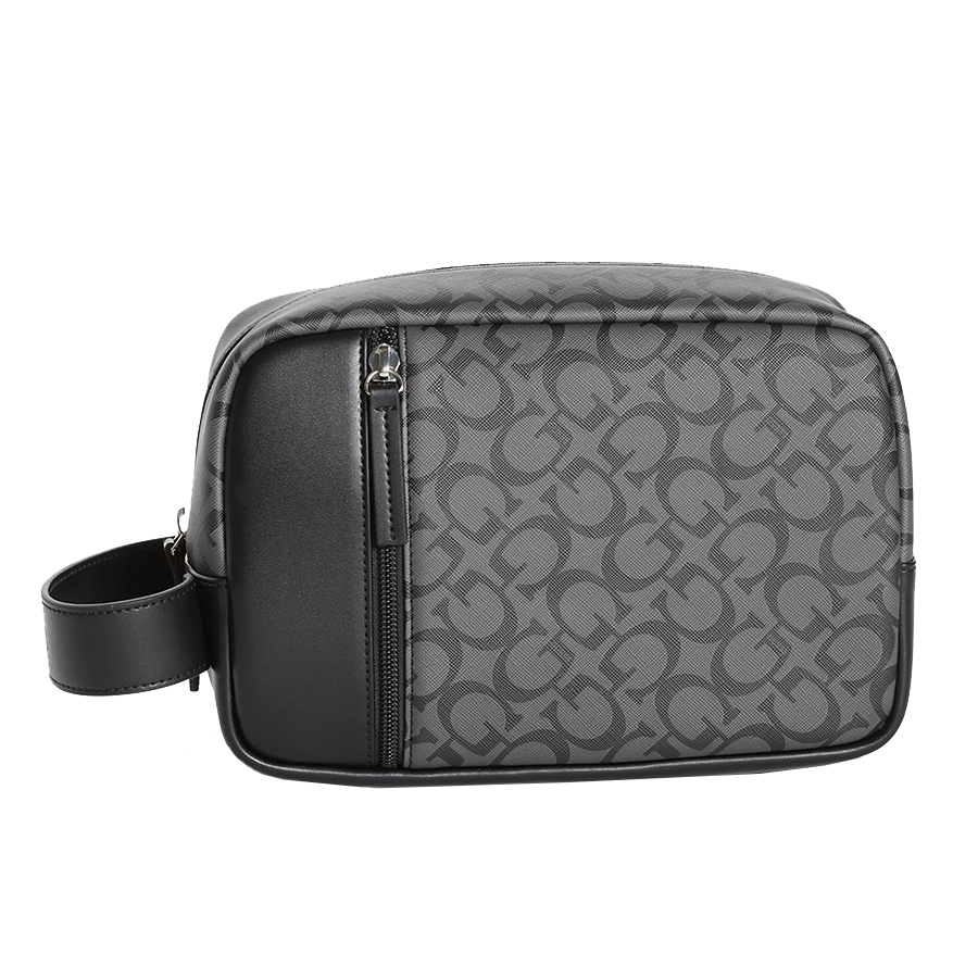 Túi Cầm Tay Nam Guess Logo Dopp Kit Travel Bag Màu Đen