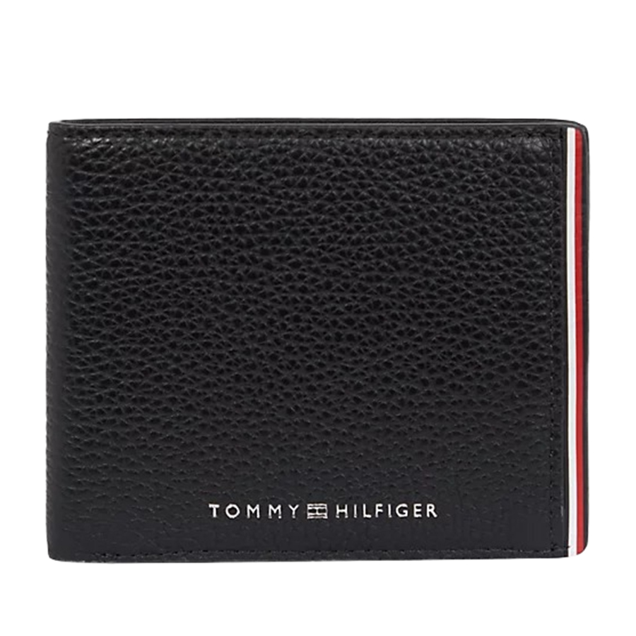 Ví Nam Tommy Hilfiger Signature Small Leather Credit Card Wallet AM0AM10968 Màu Đen