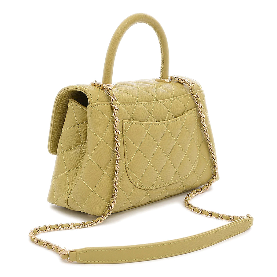 Túi Đeo Chéo Nữ Chanel Flap Bag With Top Handle In Yellow Màu Vàng