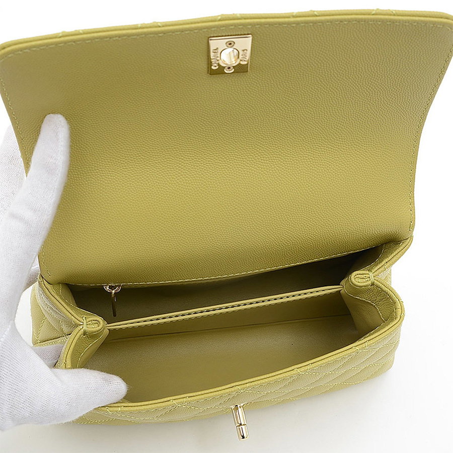 Túi Đeo Chéo Nữ Chanel Flap Bag With Top Handle In Yellow Màu Vàng