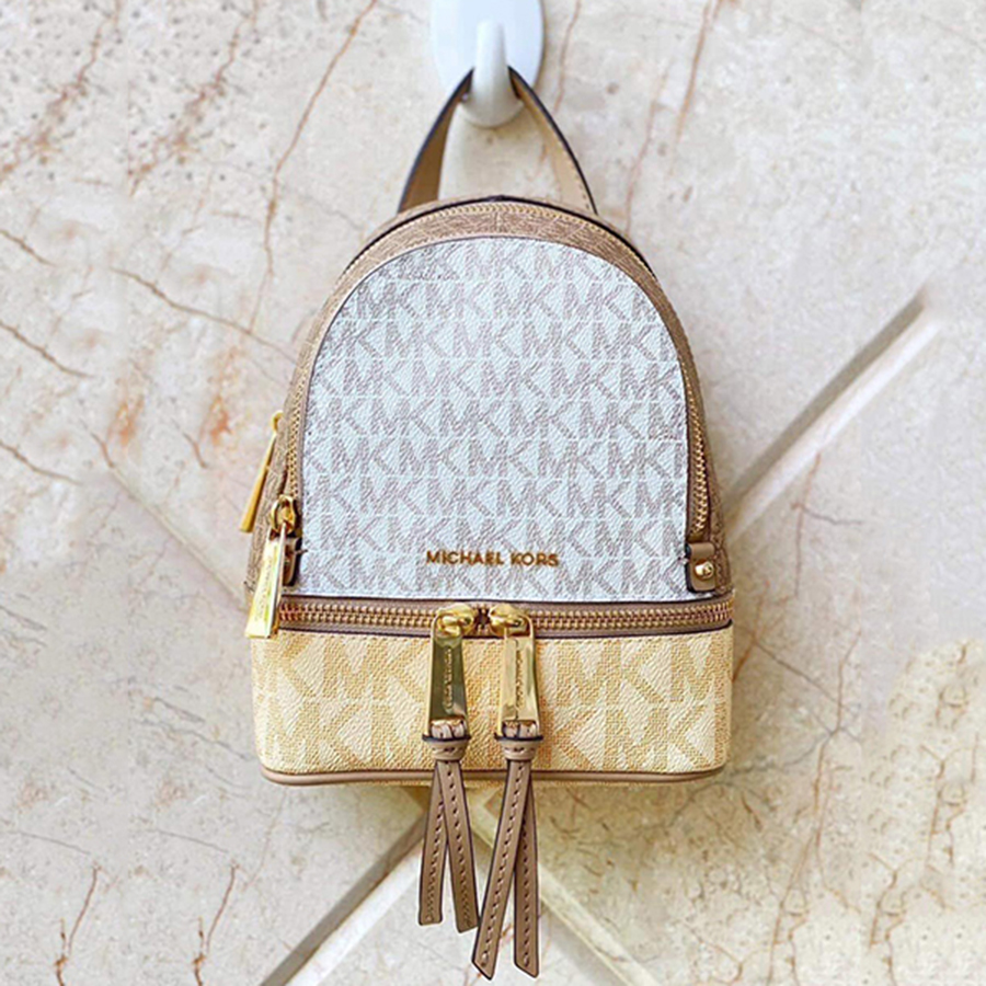 Balo Nữ Michael Kors MK  Logo Messenger Backpack Buttermilk/Multi Màu Trắng Be