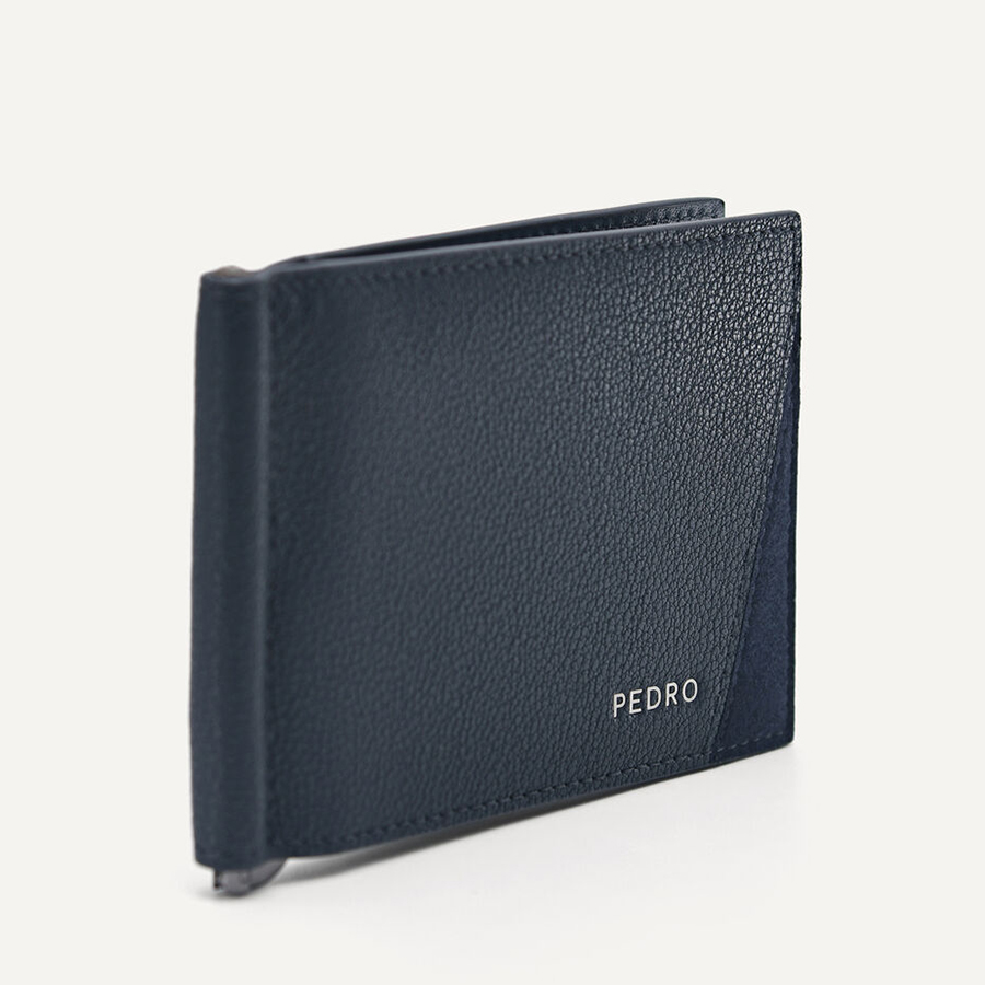 Ví Nam Pedro Leather Bi-Fold Card Holder with Money Clip PM4-25940090 Màu Xanh Navy